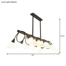 GobekUsa Modern White Glass Linear Kitchen Pendant Light Fixture - 6/8/10 Lights - Black Hanging Lamp Kit - Down/Up