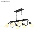 GobekUsa Modern White Glass Linear Kitchen Pendant Light Fixture - 6/8/10 Lights - Black Hanging Lamp Kit - Down/Up
