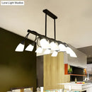 GobekUsa Modern White Glass Linear Kitchen Pendant Light Fixture - 6/8/10 Lights - Black Hanging Lamp Kit - Down/Up