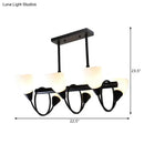 GobekUsa Modern White Glass Linear Kitchen Pendant Light Fixture - 6/8/10 Lights - Black Hanging Lamp Kit - Down/Up
