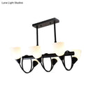 GobekUsa Modern White Glass Linear Kitchen Pendant Light Fixture - 6/8/10 Lights - Black Hanging Lamp Kit - Down/Up