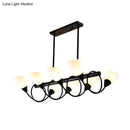 GobekUsa Modern White Glass Linear Kitchen Pendant Light Fixture - 6/8/10 Lights - Black Hanging Lamp Kit - Down/Up