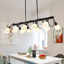 GobekUsa Modern White Glass Linear Kitchen Pendant Light Fixture - 6/8/10 Lights - Black Hanging Lamp Kit - Down/Up