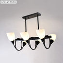 GobekUsa Modern White Glass Linear Kitchen Pendant Light Fixture - 6/8/10 Lights - Black Hanging Lamp Kit - Down/Up