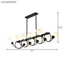GobekUsa Modern White Glass Linear Kitchen Pendant Light Fixture - 6/8/10 Lights - Black Hanging Lamp Kit - Down/Up