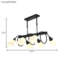 GobekUsa Modern White Glass Linear Kitchen Pendant Light Fixture - 6/8/10 Lights - Black Hanging Lamp Kit - Down/Up