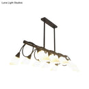 GobekUsa Modern White Glass Linear Kitchen Pendant Light Fixture - 6/8/10 Lights - Black Hanging Lamp Kit - Down/Up