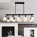 GobekUsa Modern White Glass Linear Kitchen Pendant Light Fixture - 6/8/10 Lights - Black Hanging Lamp Kit - Down/Up