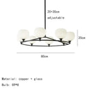 GobekUsa Brass and White Glass Pendant Lamp with Adjustable Height