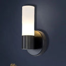 GobekUsa Modern Cylinder White Glass Sconce Lamp with 1 Black LED Light - Wall Mounted Fixture