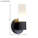 GobekUsa Modern Cylinder White Glass Sconce Lamp with 1 Black LED Light - Wall Mounted Fixture