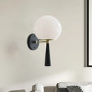 GobekUsa Modern Black Wall Mounted Bedroom Lamp with White Glass Globe Fixture - 1 Bulb