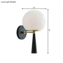 GobekUsa Modern Black Wall Mounted Bedroom Lamp with White Glass Globe Fixture - 1 Bulb