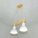 GobekUsa Modern Black and White Island Chandelier with Wooden Shade for Dining Table - 2/3 Lights