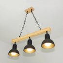 GobekUsa Modern Black and White Island Chandelier with Wooden Shade for Dining Table - 2/3 Lights