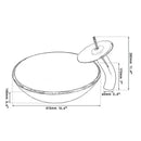GobekUsa Black Round Basin Tap Set Mixer Faucet Washbasin Tempered Glass Chrome