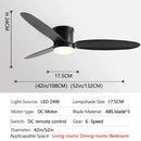 GobekUsa Black DC Ceiling Fan Light with Remote Control and LED Chandelier