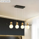 GobekUsa Black Orb Island Pendant Light – Modern 3/4-Light Frosted Glass Hanging Lamp Kit with Rectangle Ring