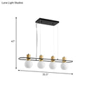 GobekUsa Black Orb Island Pendant Light – Modern 3/4-Light Frosted Glass Hanging Lamp Kit with Rectangle Ring