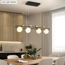 GobekUsa Black Orb Island Pendant Light – Modern 3/4-Light Frosted Glass Hanging Lamp Kit with Rectangle Ring