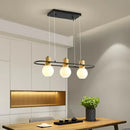 GobekUsa Black Orb Island Pendant Light – Modern 3/4-Light Frosted Glass Hanging Lamp Kit with Rectangle Ring