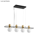 GobekUsa Black Orb Island Pendant Light – Modern 3/4-Light Frosted Glass Hanging Lamp Kit with Rectangle Ring