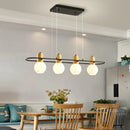 GobekUsa Black Orb Island Pendant Light – Modern 3/4-Light Frosted Glass Hanging Lamp Kit with Rectangle Ring