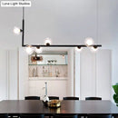 GobekUsa Modern Clear Glass Island Lighting - 7-Light LED Pendant Lamp in Black with Right Angle Arm