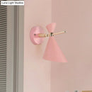 GobekUsa Macaron Metal Wall Sconce - Angle Shade, 1 Light - Black/White/Pink/Yellow/Green - Bedroom