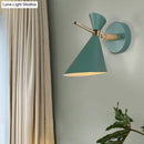 GobekUsa Macaron Metal Wall Sconce - Angle Shade, 1 Light - Black/White/Pink/Yellow/Green - Bedroom