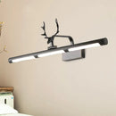 GobekUsa Lodge Style LED Metal Wall Lamp with Antler Accent - 17"/25" W, Black Finish - Ideal for Bathroom Vanity Lighting