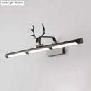 GobekUsa Lodge Style LED Metal Wall Lamp with Antler Accent - 17"/25" W, Black Finish - Ideal for Bathroom Vanity Lighting