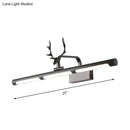 GobekUsa Lodge Style LED Metal Wall Lamp with Antler Accent - 17"/25" W, Black Finish - Ideal for Bathroom Vanity Lighting