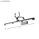 GobekUsa Lodge Style LED Metal Wall Lamp with Antler Accent - 17"/25" W, Black Finish - Ideal for Bathroom Vanity Lighting