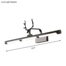 GobekUsa Lodge Style LED Metal Wall Lamp with Antler Accent - 17"/25" W, Black Finish - Ideal for Bathroom Vanity Lighting