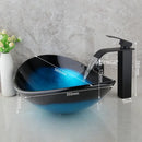 GobekUsa Blue Tempered Glass Waterfall Basin Tap Set