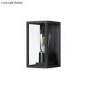 GobekUsa Modern Black Box Patio Wall Sconce - Transparent Glass, 1-Bulb Lighting Fixture
