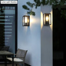 GobekUsa Modern Black Box Patio Wall Sconce - Transparent Glass, 1-Bulb Lighting Fixture