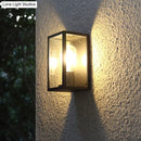 GobekUsa Modern Black Box Patio Wall Sconce - Transparent Glass, 1-Bulb Lighting Fixture