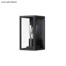 GobekUsa Modern Black Box Patio Wall Sconce - Transparent Glass, 1-Bulb Lighting Fixture