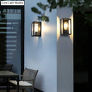 GobekUsa Modern Black Box Patio Wall Sconce - Transparent Glass, 1-Bulb Lighting Fixture