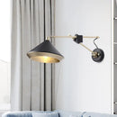 GobekUsa Adjustable Metal Sconce: Modern Wall Light with Flared Design and 1-Bulb Capacity in White/Black