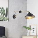 GobekUsa Adjustable Metal Sconce: Modern Wall Light with Flared Design and 1-Bulb Capacity in White/Black