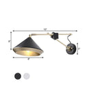 GobekUsa Adjustable Metal Sconce: Modern Wall Light with Flared Design and 1-Bulb Capacity in White/Black