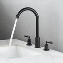 GobekUsa Black Brass Basin Faucet with Waterfall Effect and 3-Hole Design