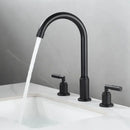 GobekUsa Black Brass Basin Faucet with Waterfall Effect and 3-Hole Design
