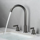GobekUsa Black Brass Basin Faucet with Waterfall Effect and 3-Hole Design