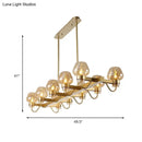GobekUsa Contemporary Island Lamp: 10 Glass Bulbs in Clear/Amber/Smoke Suspended Fixture - Black/Brass for Bedroom