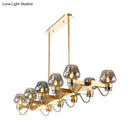 GobekUsa Contemporary Island Lamp: 10 Glass Bulbs in Clear/Amber/Smoke Suspended Fixture - Black/Brass for Bedroom