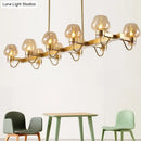 GobekUsa Contemporary Island Lamp: 10 Glass Bulbs in Clear/Amber/Smoke Suspended Fixture - Black/Brass for Bedroom